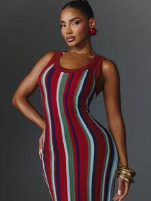 NYA SZN Women's Fashion Casual Striped Colorblock Slim Fit Spaghetti Strap Dress - Multicolor - View 5