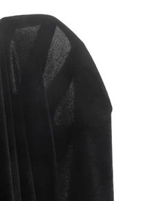 SHEIN 女童秋冬四季款酒紅色天鵝絨3D蝴蝶結裝飾收腰抓褶公主洋裝，適合派對穿著 - 黑色 - 查看 7