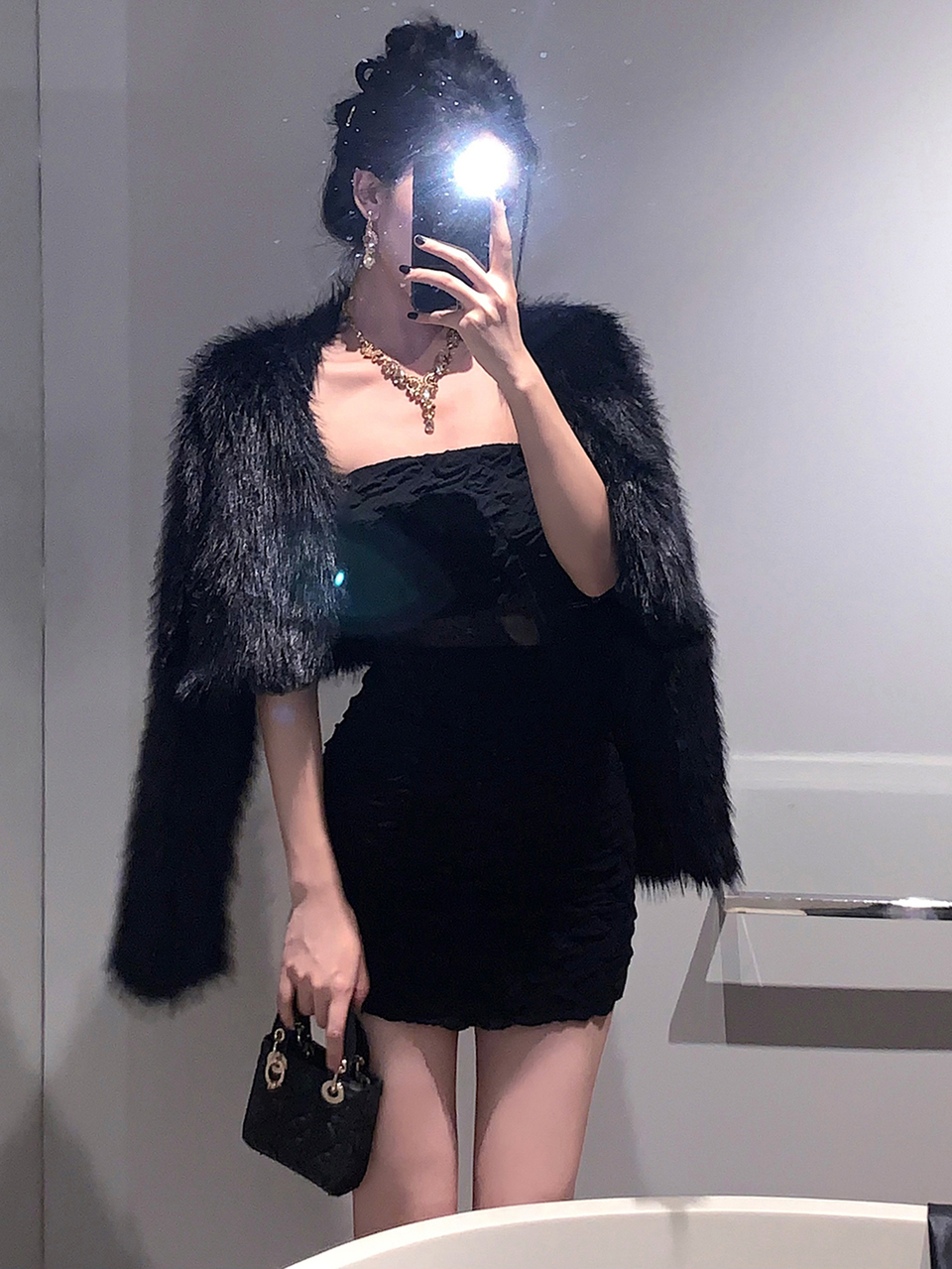 Women's Solid Color Plush Long Sleeve V-Neck Short Jacket, Autumn/Winter Fashion
