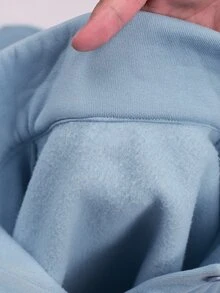 EMERY ROSE طقم كاجوال من قطعتين للنساء بمقاسات كبيرة، بلوزة رياضية بأكمام طويلة وياقة بولو مبطنة بالصوف وتنورة بلون موحد - الأزرق - مشاهدة 9