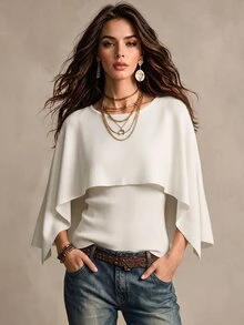 SHEIN 女款多功能 2 合 1 針織毛衣 - 米色 - 查看 3