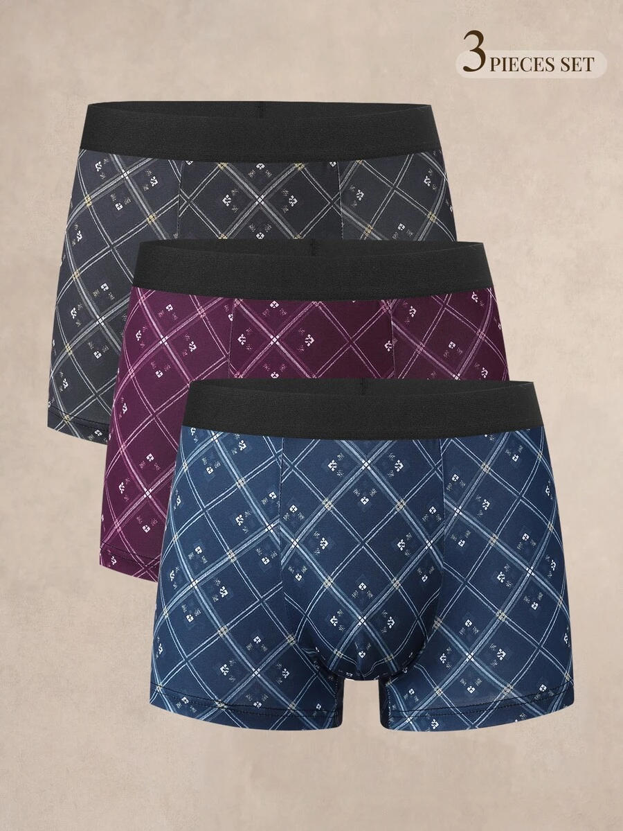 EverLounge Men's Square Plaid Boxer Briefs (3-Pack) - Multicolor - View 1