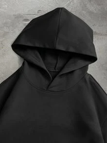 STYNVO 男士哥德風印花長袖連帽衛衣與運動長褲休閒套裝 - 黑色 - 查看 4