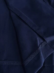 SHEIN EZwear 女款新款純色雙排扣休閒中長款風衣 - 藏蓝色 - 查看 3