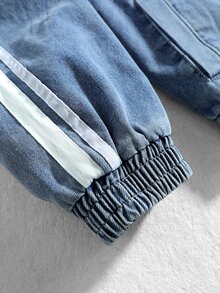 ROMWE MEN Men's Loose Fit Stand Collar Denim Jacket - Light Wash - View 4