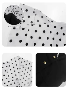 GlowEve CURVE Plus Size Elegant Colorblock Long Sleeve Asymmetrical Hem Shirt - Black and White - View 4