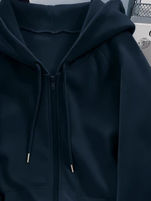 Resyla 女款素色休閒百搭日常連帽衛衣 - 灰色 - 查看 4