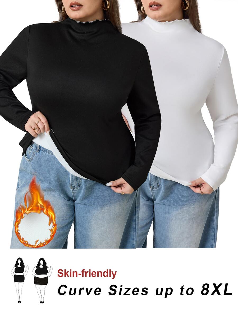 SHEIN CURVE+ 2 فستان مقاس كبير - أبيض وأسود - مشاهدة 1