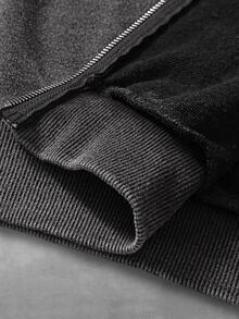 Manfinity Roghcode PAVTROS Men's Streetwear Autumn/Winter Embroidered Washed Sweatshirt, Casual Street Style, Personalized, Street Dance, Skateboard, Rap, Loose Fit, Holiday Gift, Unisex, Couple Outfit, Sweatshirt - Black - View 5