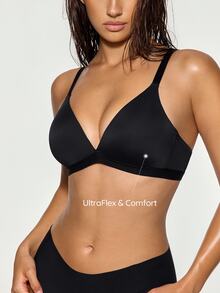 SHAPORA 1 buah Bra Nirkabel Model V Dalam yang Nyaman - Hitam - View 4