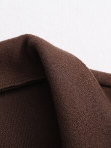 Yalmera Women's Autumn/Winter Patchwork Fur Cuff Stand Collar Elegant Overcoat - Brown - View 4