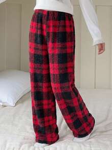 Dazy Kids Tween Girl Plaid Loose Elastic Waist Lounge Pants - Brown - View 4
