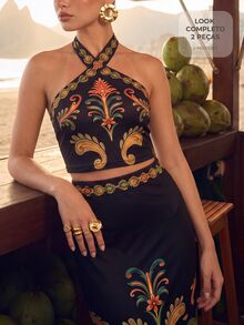 CAJUNI Tropical Vacation Knitting Top And Skirt Coord - Multicolor - View 7