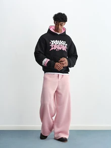TOKVUE Men's Casual Drawstring Waist Wide Leg Sweatpants For Daily Wear - Pink - View 4