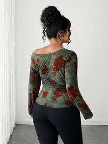 Orbivine 2026 Autumn New Plus Size Women's Knit Casual Pattern T-Shirt Top For Daily Wear And Outings - Multicolor - View 2