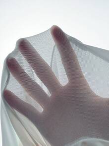 SHEIN Raffinéa 女款時尚透視網紗拼接長袖手指孔連身衣 - 白色 - 查看 9