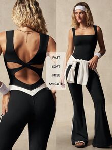 VARSIVA Women's Colorblock Casual Daily Wear Jumpsuit - Black - View 11