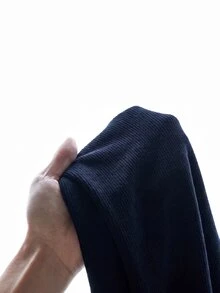 SHEIN BASICS 女款純色高領長袖修身休閒百搭T恤 - 藏蓝色 - 查看 8