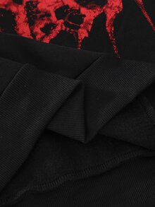 SHEIN 1件青少年男孩極簡高街大印花圖案套頭運動衫，舒適面料，獨特版型，秋冬新款，適合多種場合 - 黑色 - 查看 4