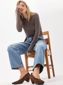 KÆRIA Hus Jeans Model Mom Fit Oversized ala 80-an - Denim Lembut - Warna Biru Vintage, Potongan Longgar - Light Wash - View 5