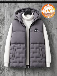 Teen Boys Winter Thick Quilted Sleeveless Padded Vest - Dark Grey - View 3
