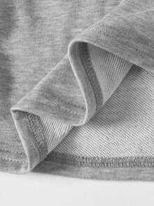 Teen Girls Casual Asymmetrical Shoulder Twisted Solid Color T-Shirt, Daily Commute Inner Layer, Marled Knit Long Sleeve T-Shirt, Teen Girl - Grey - View 4
