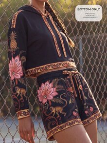 CAJUNI Tropical Vacation Dark Boho Running Shorts - Multicolor - View 2