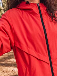 Exploreva Women's Long Sleeve Zipper Front Hooded Outdoor Softshell Jacket - Red - View 6