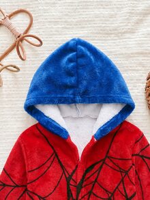 Kids Young Boy Knitted Solid Color Embroidered Hooded Casual Autumn Winter Cardigan Loungewear - Multicolor - View 4