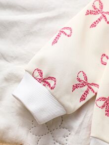 SHEIN Vintaside Kids 女童粉色花卉長袖運動衫與粉色羅紋內搭褲套裝，可愛時尚休閒春秋冬套裝 - 淺粉色 - 查看 4
