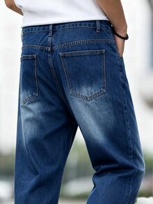 EGENSIO Men's American Luxury Style Casual Washed Blue Denim Jeans - Blue - View 5