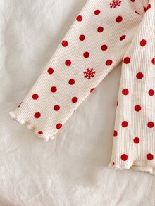 SHEIN 兒童新生兒可愛卡通圖案長袖居家服套裝 - 紅色 - 查看 6