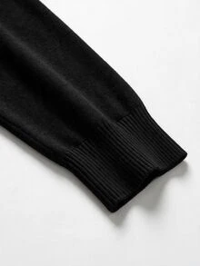SHEIN CURVE+ Plain Casual Long Sleeve Plus Size Cardigan In Fall/Winter - Black - View 4