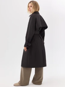 KÆRIA Hus Belted Double Breasted Midi Trench Coat - Black - View 4