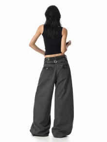DAZY Women's Colorblock Patchwork Street Casual Loose Fit Jeans - Army Green - View 4