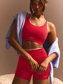 Athîral Women's Decorated Trim Camisole & Shorts Sports Set, Minimalist Chic Casual Everyday Wear - Red - View 4