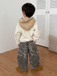 Dazy Kids Infant/Toddler (Boy) Loose Leopard Print All-Over Casual Wide Leg Four-Season Streetwear Korean Style Denim Pants Fall - Brown - View 6