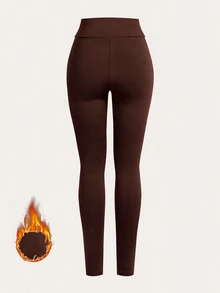 SHEIN BASICS Legging Ketat Wanita Warna Polos Kasual Serbaguna untuk Pemakaian Sehari-hari, 3 pcs/pack - MultiWarna - View 4