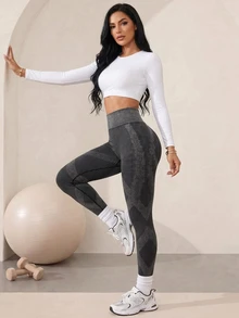 Easithlete Casual Minimalist Seamless Sports Leggings Yoga - Dark Grey - View 1