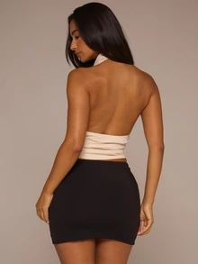 MUSERA ESSENTIALS White Cream Halter Cowl Neck Backless Top Autumn Winter Night Out Day To Eve - Cream - View 4
