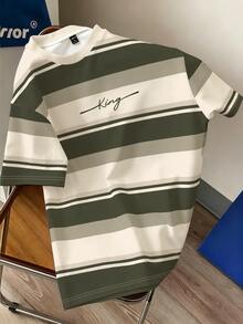 Daypath Men's Colorblock Letter Print Casual Everyday Short Sleeve T-Shirt - Olive Green - View 1