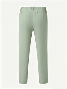 Manfinity Mode Men's Solid Color Casual Everyday Travel Long Pants With Pockets - Olive Green - View 2