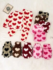 Napfluff [Random Color]Heart Plush Women's Pajama Set, Soft And Skin-Friendly Loungewear For Autumn/Winter - Multicolor - View 2