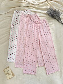 CottageSlumber 3 قطع ملابس نوم سفلية للنساء - وردي - مشاهدة 7