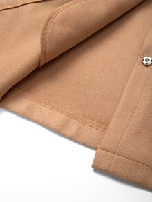 GlowEve Women's Brown Maillard Style High Neck Wool Blend Patchwork Brushed Ribbed Collar Elegant Commuter Autumn/Winter - Khaki - View 3