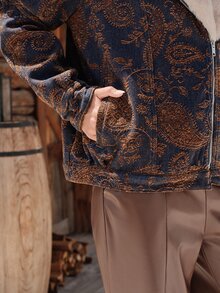 Anewsta Women's New Fashion High-End Sweet Cool Lapel Faux Fur Fleece Jeans Coffee Brown Jacket - Coffee Brown - View 3