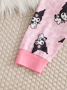HELLO KITTY AND FRIENDS | SHEIN 女童卡通印花長袖上衣與長褲休閒日常居家睡衣套裝 - 粉色 - 查看 8