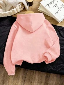 Girls' Brushed Fleece Hooded Sweatshirt - Black - Sample Blank - Black - View 2