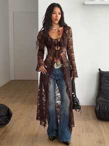 Coolane Women's Fall / All-Season Rave Cover Up - Coffee Brown - View 1