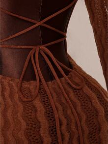 Amplova Women's Fashionable Daily Knit Backless Dress - Brown - View 11